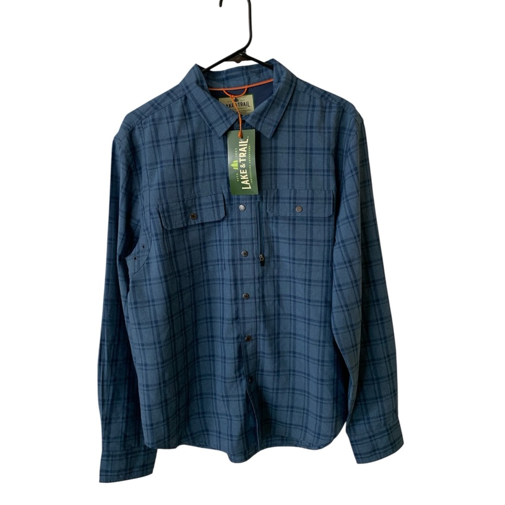 Lake Trail Men's Casual Blue Checkered Shirt